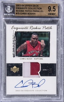 2003-04 UD "Exquisite Collection" Rookie Patch Parallel (RPP) #75 Chris Bosh Signed Rookie Card (#1/4) - BGS GEM MINT 9.5/BGS 10